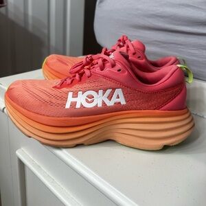Hoka woman shoes size 8.5 - Coral Papaya